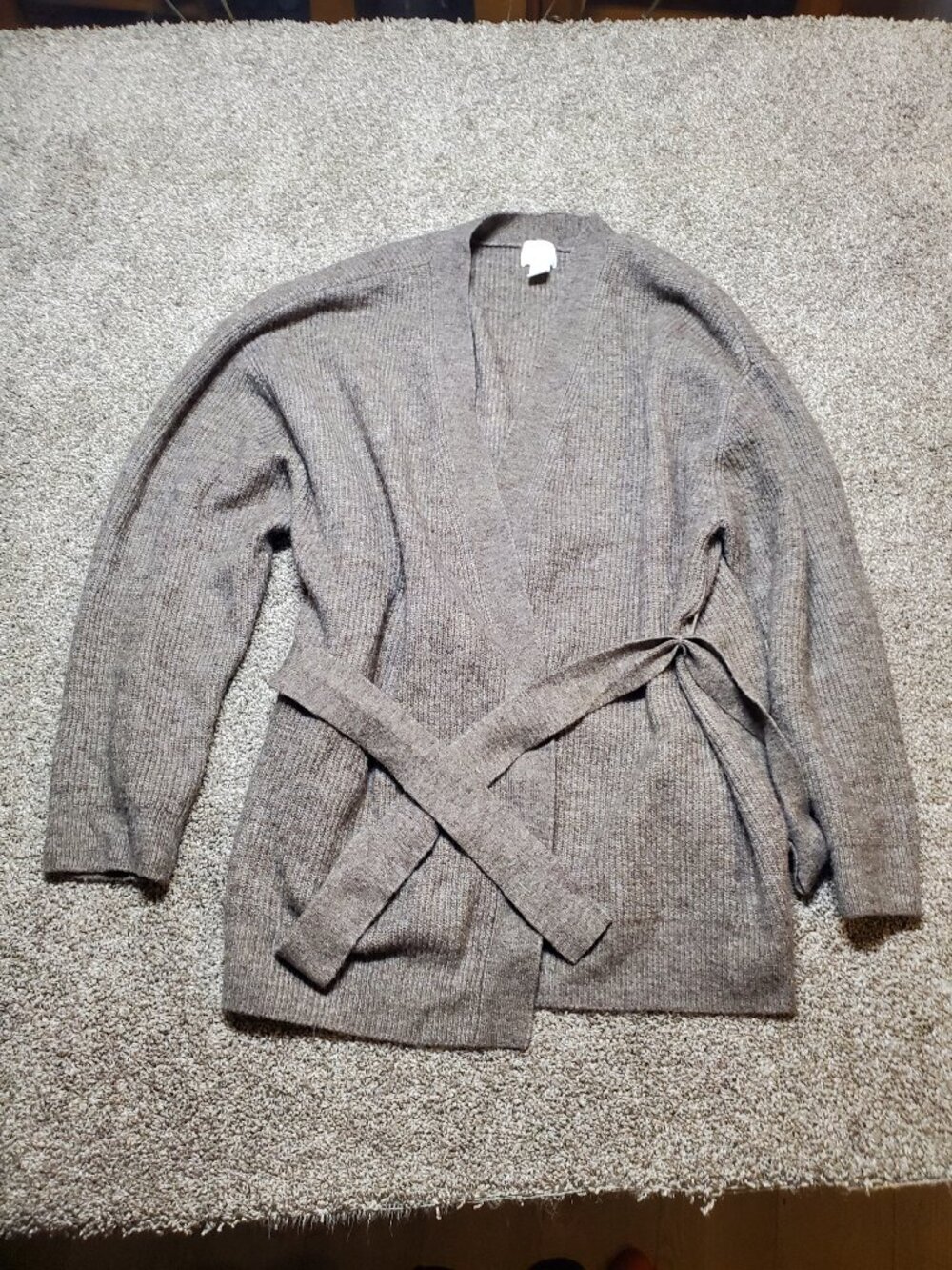 Women's Belted Brown Cardigan H&M Size XL